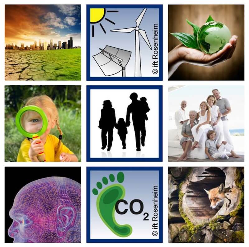 Fotos/Grafiken: ift-Sonderschau – Materialien, Technologien und Dienstleistungen für Gebäudehüllen und Bauelemente der Zukunft im Zeichen des Eco Designs (Quelle: Fotolia.com (Global Warming Concept © Kwest; Hand © Beboy; Mädchen mit Lupe © verevs; Family © ngaga35; Familie © iceteaimages; Der digitale Mensch © mickey hoo; Red Fox © lightpoet))