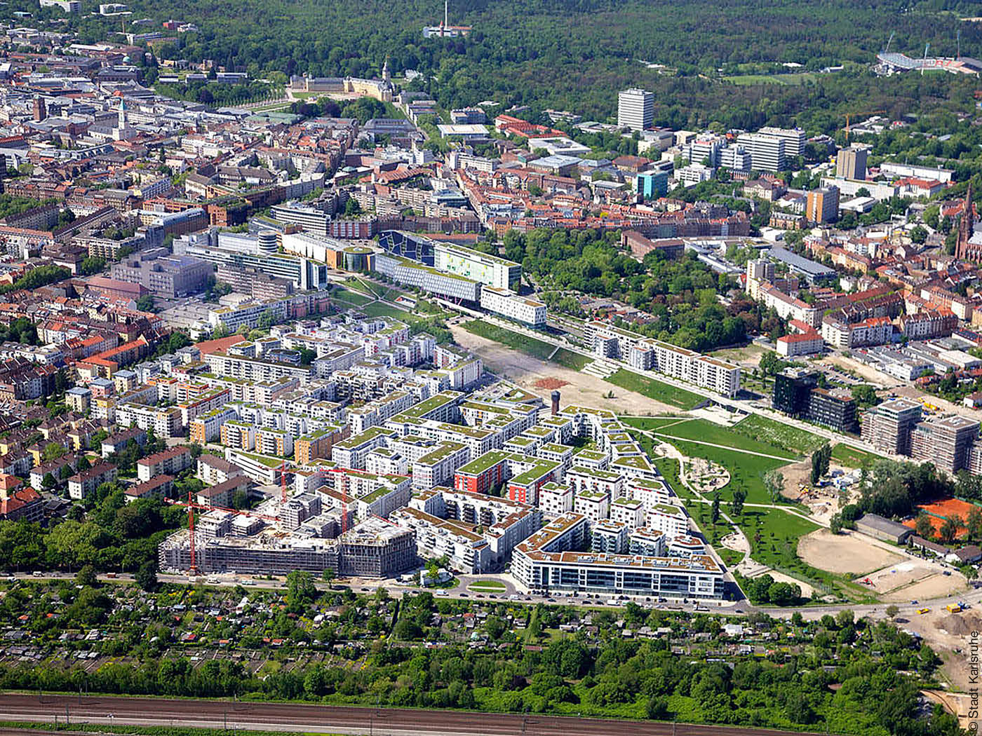 Luftbild City Park Quartier Karlsruhe