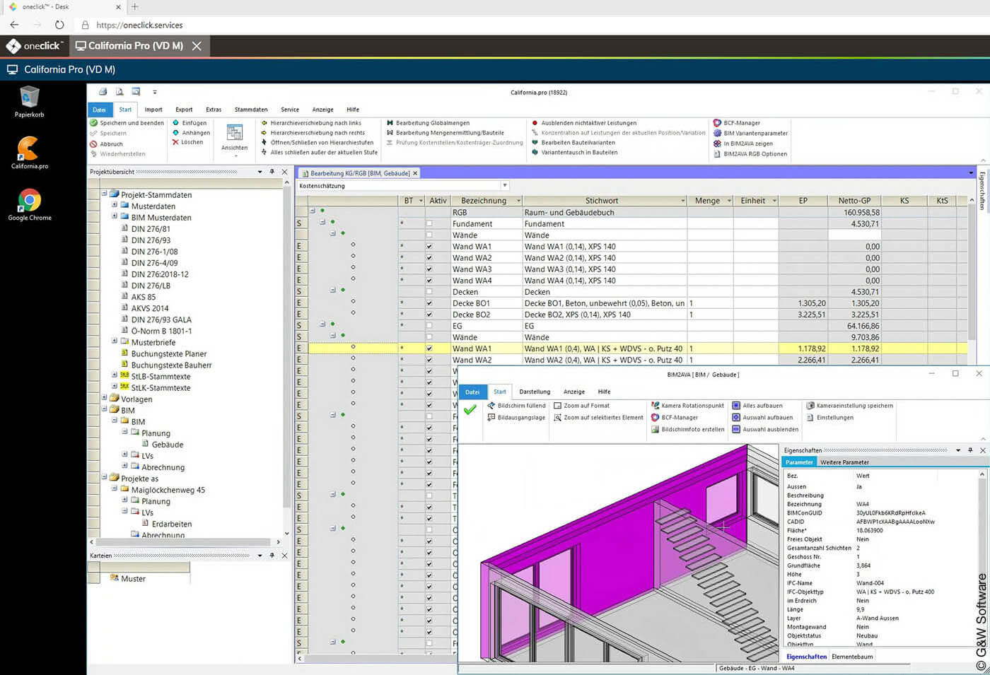 AVA- und Baukostenmanagementsystem California.pro von G&W Software