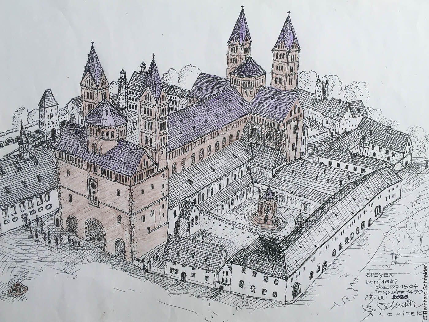 Zeichnung Dom Speyer