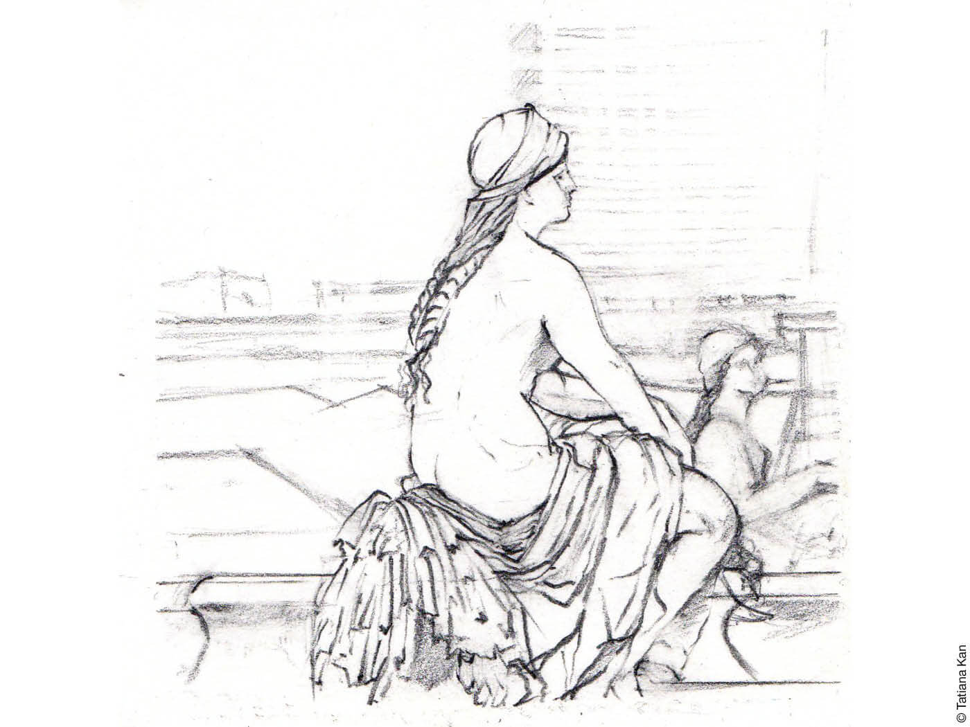 Zeichnung Schmuckdetail Neptunbrunnen