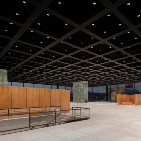 Neue Nationalgalerie Halle bei Nacht