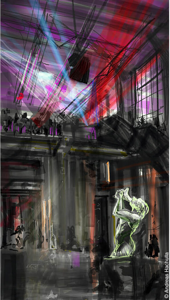 Zeichnung Club Berghain innen