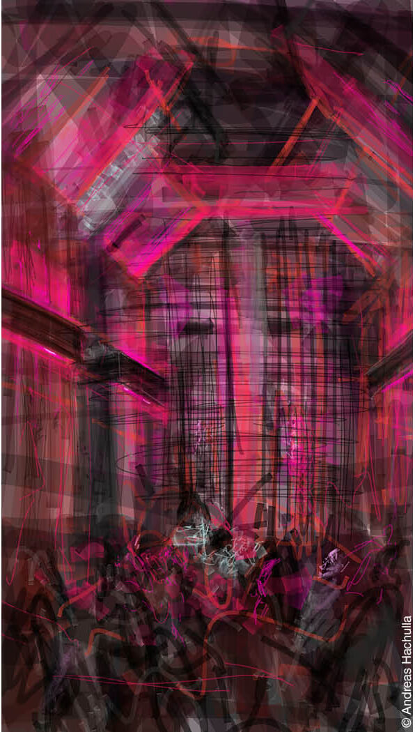 Zeichnung Club Berghain innen