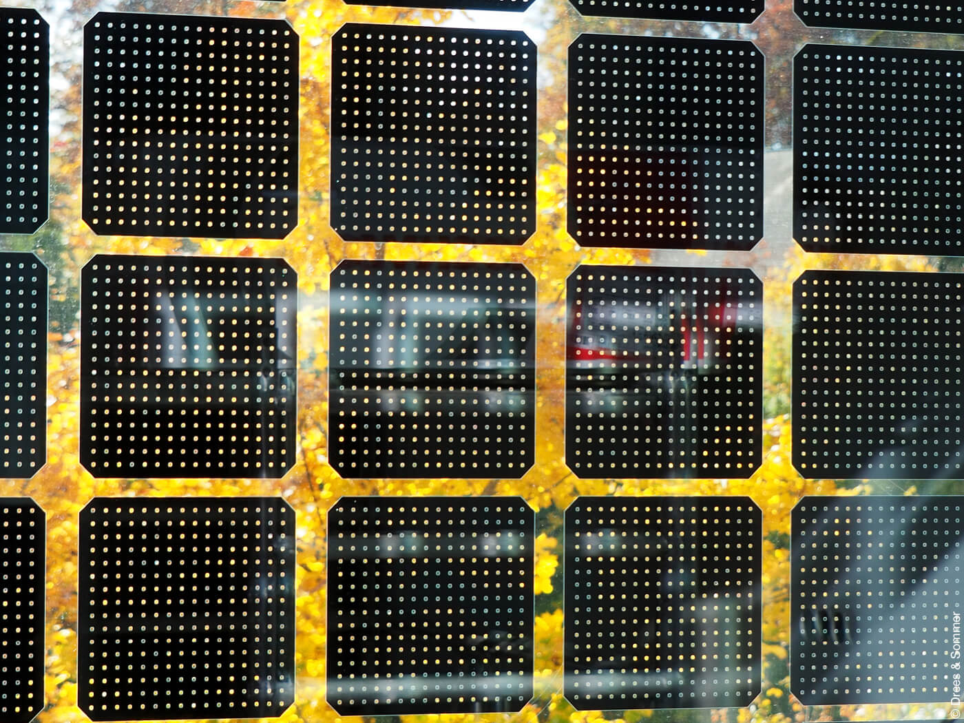 Solarzellen auf Glasscheibe