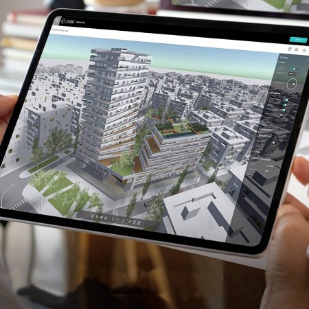 Tablet mit geöffneter Architektursoftware