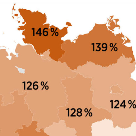 Deutschlandkarte mit Prozentangaben