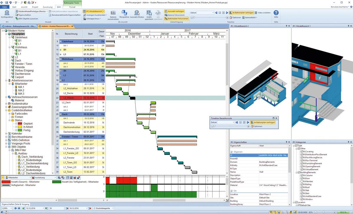 Digitaler Bauzeitenplan mit 3D-Modell