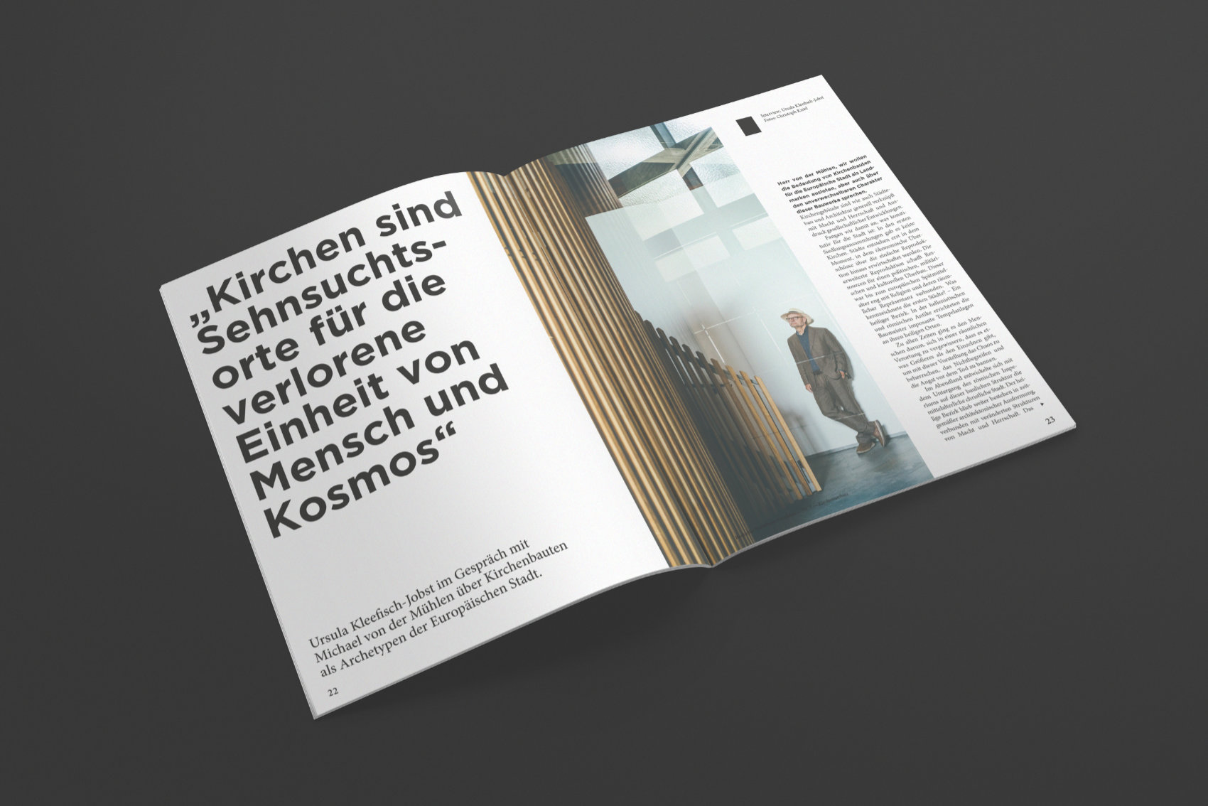 Magazin Kirchenumbau Seiten mit Text und Foto