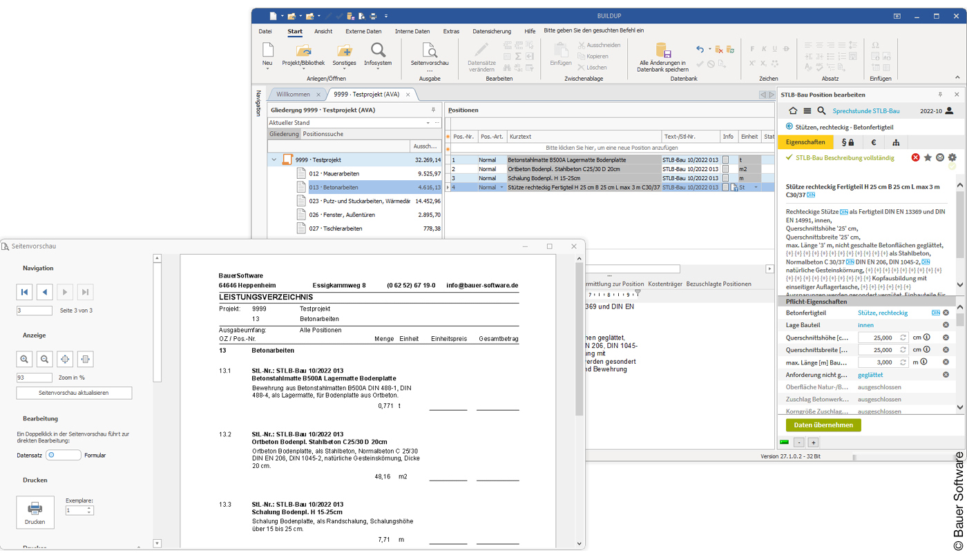Screenshot der AVA Software Buildup 27
