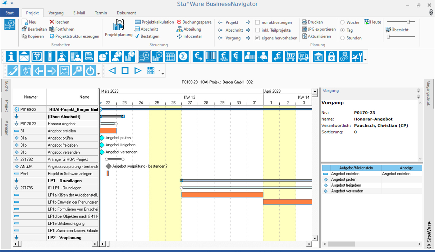 Screenshot des Planungstools von StaWare