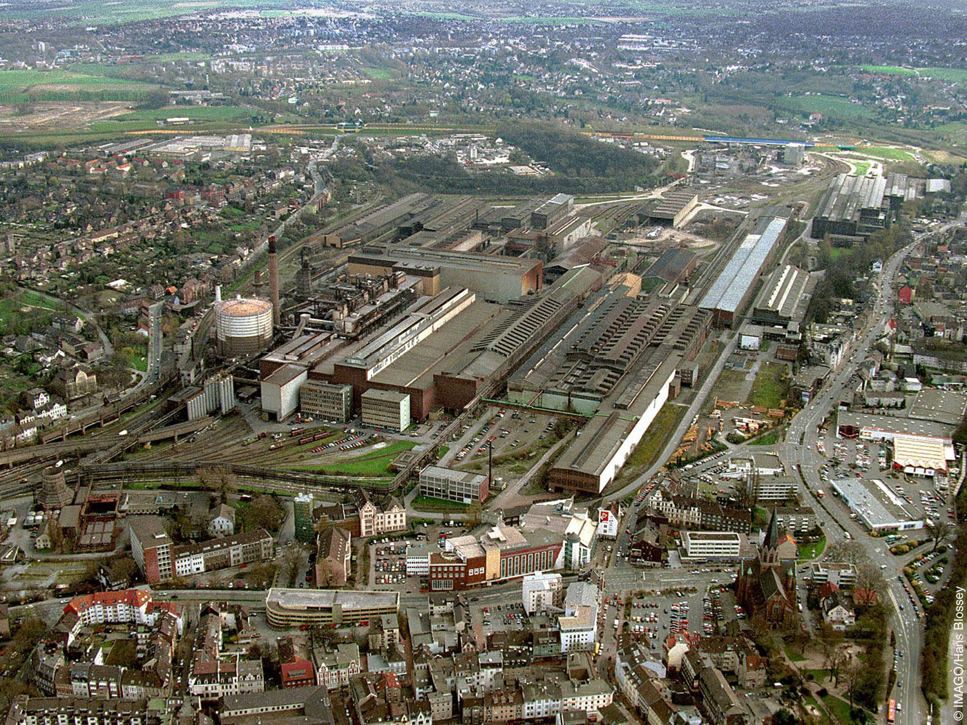 Stahlwerk Phoenix-Ost in Dortmund aus der Vogelperpektive.