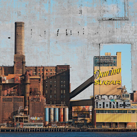 Collage Alte Domino Sugar Fabrik am Fluss