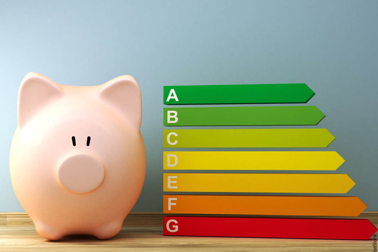 Sparschwein und Energieeffizienzklassen