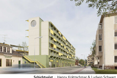 Rendering des Gebäuderiegels