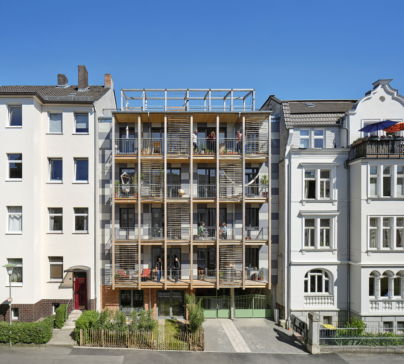 Fassade am Suffizienzhaus in Kassel