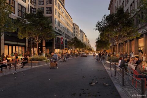 Rendering: Das Konzept der Friedrichstraße, Blick entlang der Achse